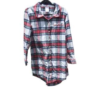 Vineyard Vines sleepshirt M nightgown red white plaid festive Christmas flannel